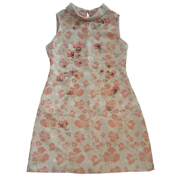 Karen Millen 60's Style, Jacquard, Floral Embellished, Sleeveless Mini Dress- 10 - Picture 1 of 15
